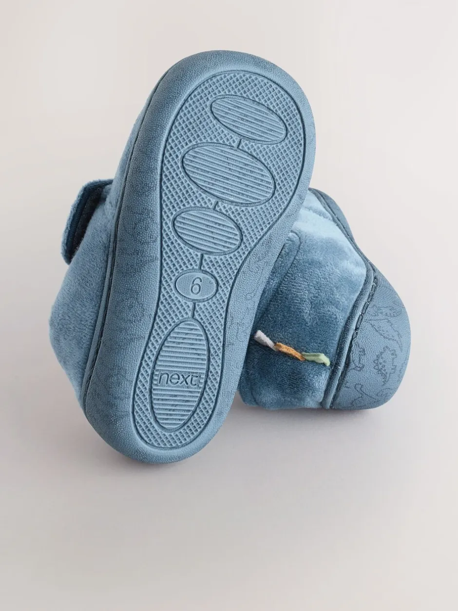 Pantoffels|Nachtkleding En Pyjama's*Next Blauw met dinosaurus - Warm gevoerde pantoffels met kuipzool