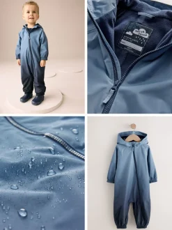 Jassen, Jacks En Kinderwagenpakjes|Jassen En Jacks*Next Blauw met dip dye - Waterdicht regenpak met fleecevoering (3 mnd-7 jr)