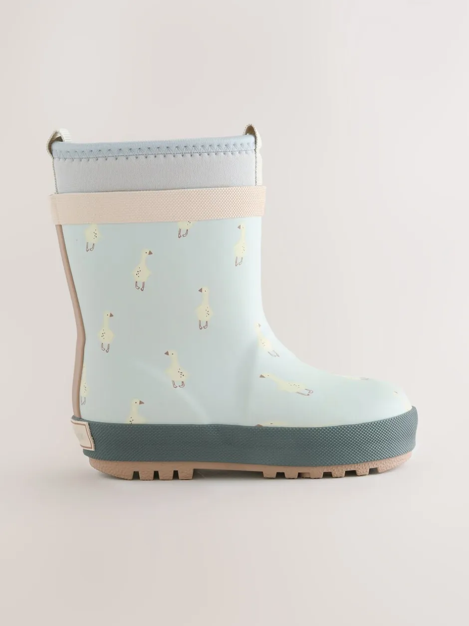 Laarzen|Next Blauw met eend - Neoprene Lined Cuff Wellies