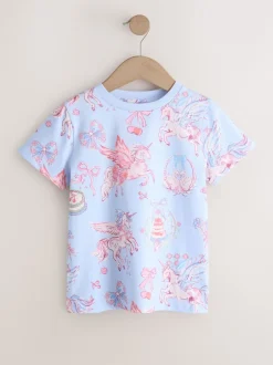 T-Shirts|Next Blauw met eenhoornprint - T-shirt (3-16 jr)