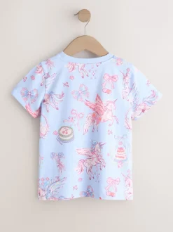 T-Shirts|Next Blauw met eenhoornprint - T-shirt (3-16 jr)
