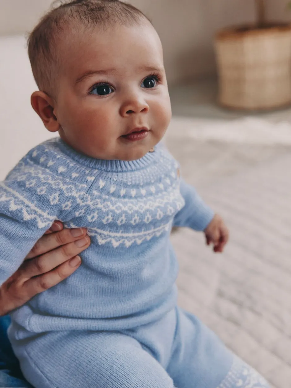 Sets En Combisets|Truien En Breisels|Next Blauw met fairislemotief - Set van gebreide top en legging (0mnd -2jr)
