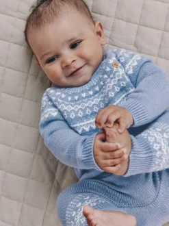Sets En Combisets|Truien En Breisels|Next Blauw met fairislemotief - Set van gebreide top en legging (0mnd -2jr)