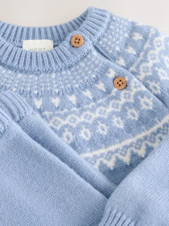 Sets En Combisets|Truien En Breisels|Next Blauw met fairislemotief - Set van gebreide top en legging (0mnd -2jr)