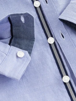 Shirts|Next Blauw met figuurtjes - Oxford-overhemd met lange mouwen (3 mnd-7 jr)