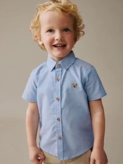 Shirts*Next - Oxford-overhemd met lange mouwen (3 mnd-7 jr) Blauw met figuurtjes