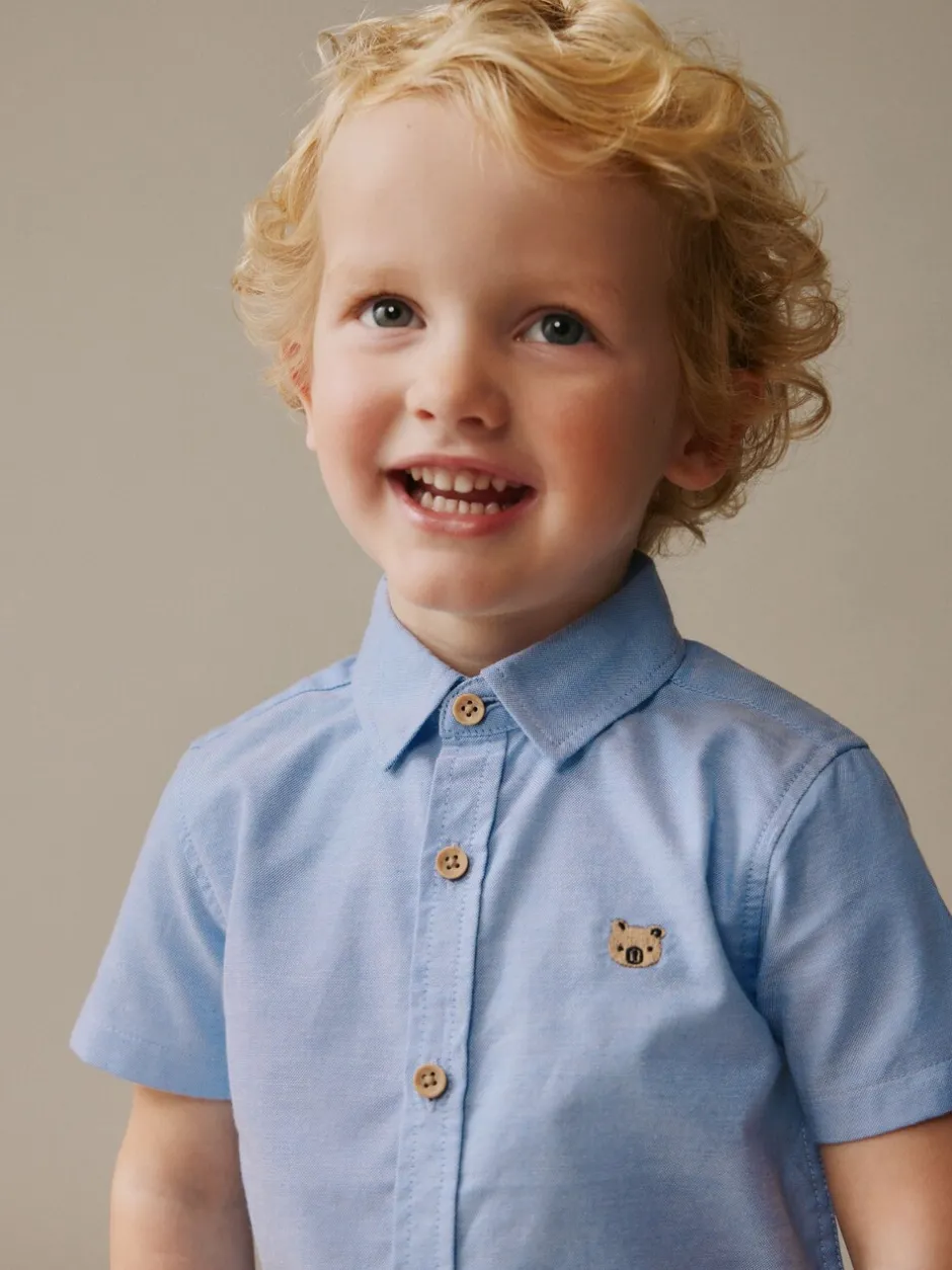 Shirts*Next - Oxford-overhemd met lange mouwen (3 mnd-7 jr) Blauw met figuurtjes