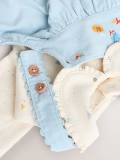 Jurken|Jurken*Next Blauw met figuurtjes - Set van corduroy pinafore, bodysuit met lange mouwen en maillot voor baby's (0mnd-2jr)