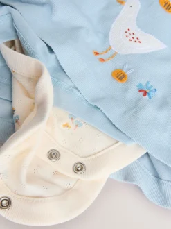 Jurken|Jurken*Next Blauw met figuurtjes - Set van corduroy pinafore, bodysuit met lange mouwen en maillot voor baby's (0mnd-2jr)