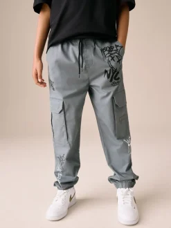 Broeken En Chino's|Next Blauw met graffitiprint - Cargobroek (3-16 jr)