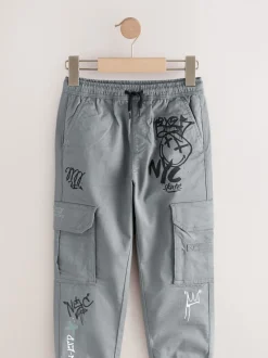 Broeken En Chino's|Next Blauw met graffitiprint - Cargobroek (3-16 jr)