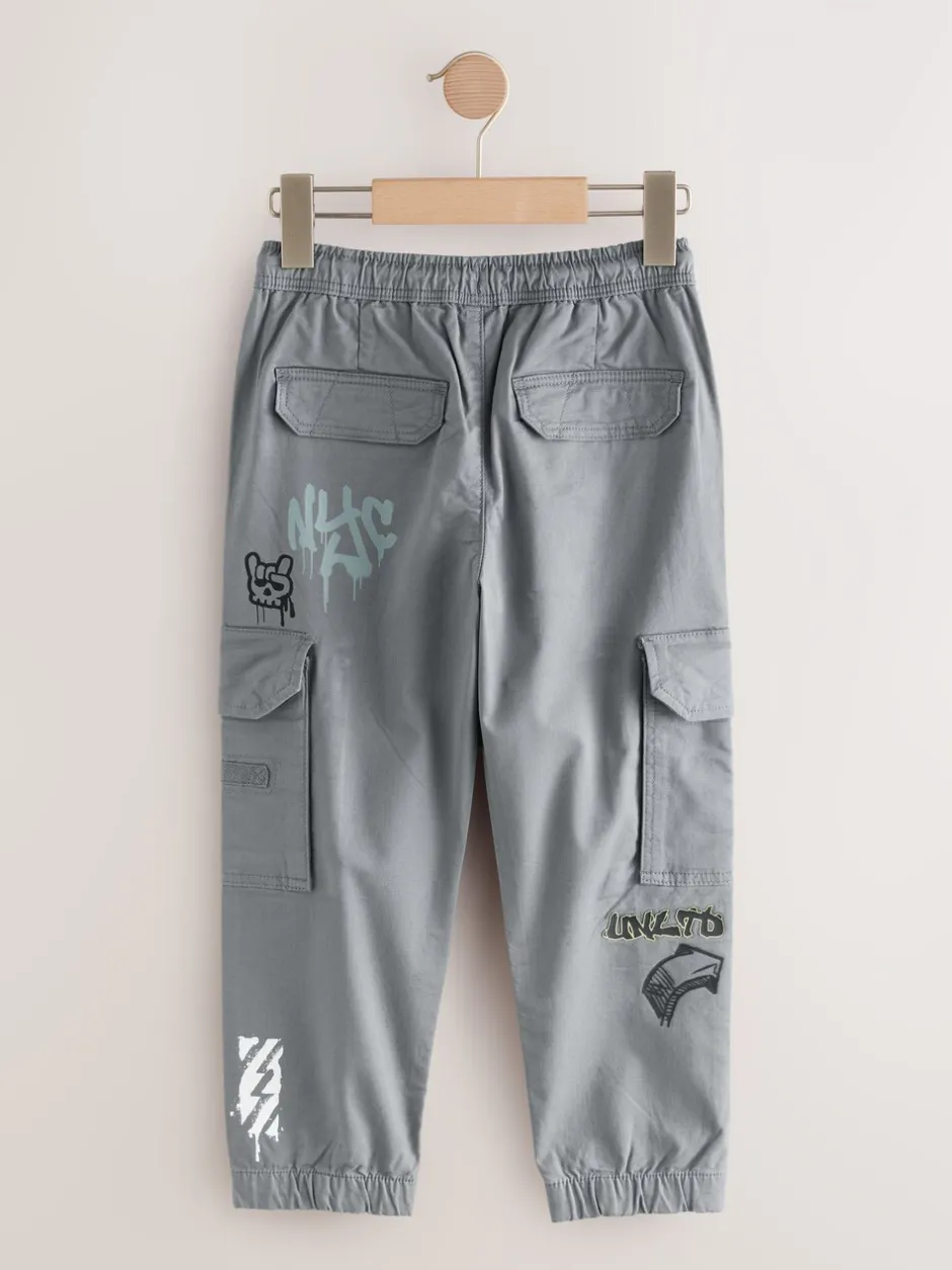 Broeken En Chino's|Next Blauw met graffitiprint - Cargobroek (3-16 jr)