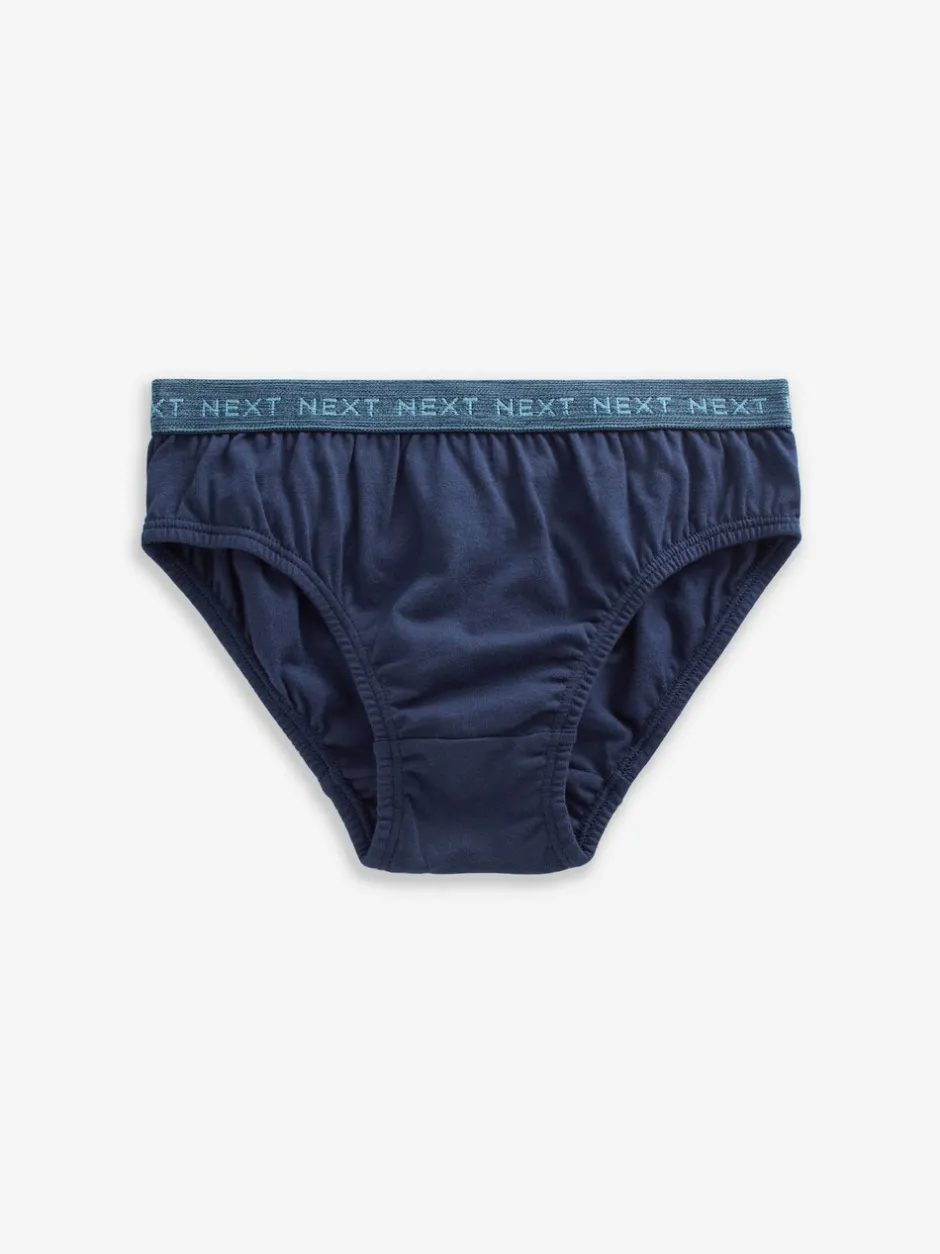 Ondergoed|Next - 100% katoenen slip verpakking van 5 (1,5 - 16 jr) Blauw met jacquard tailleband