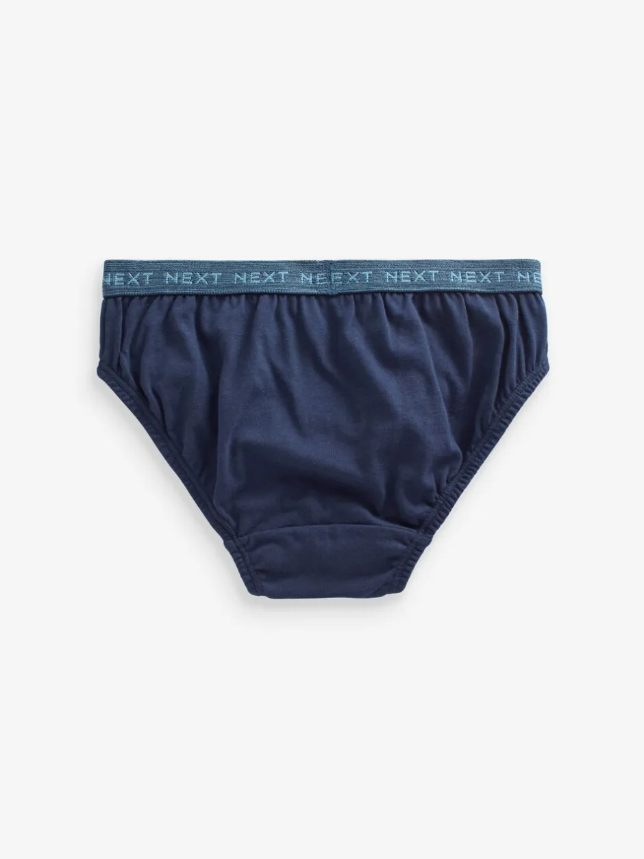 Ondergoed|Next - 100% katoenen slip verpakking van 5 (1,5 - 16 jr) Blauw met jacquard tailleband