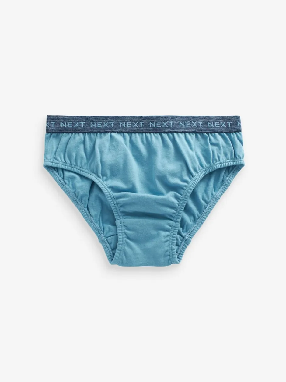 Ondergoed|Next - 100% katoenen slip verpakking van 5 (1,5 - 16 jr) Blauw met jacquard tailleband