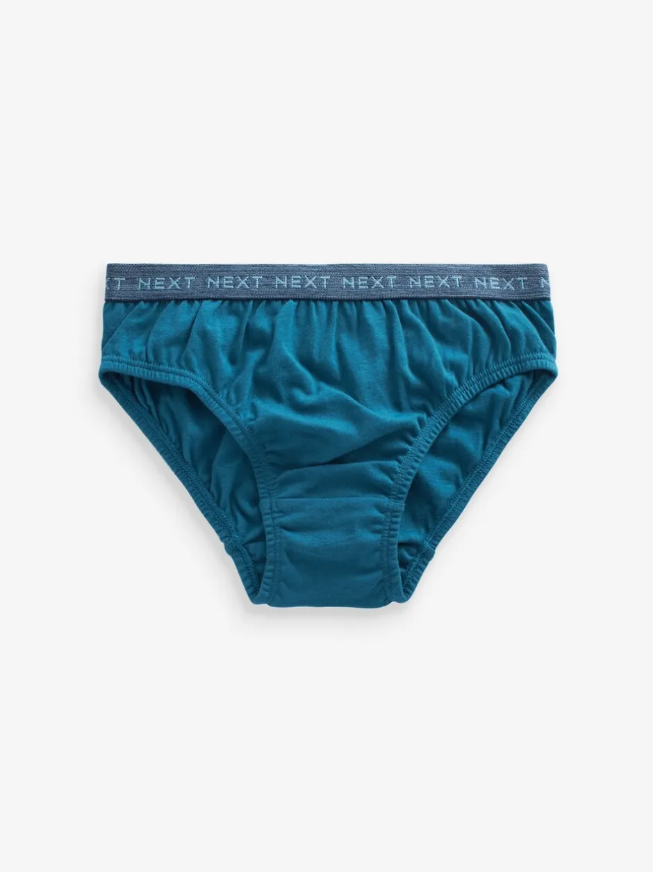 Ondergoed|Next - 100% katoenen slip verpakking van 5 (1,5 - 16 jr) Blauw met jacquard tailleband