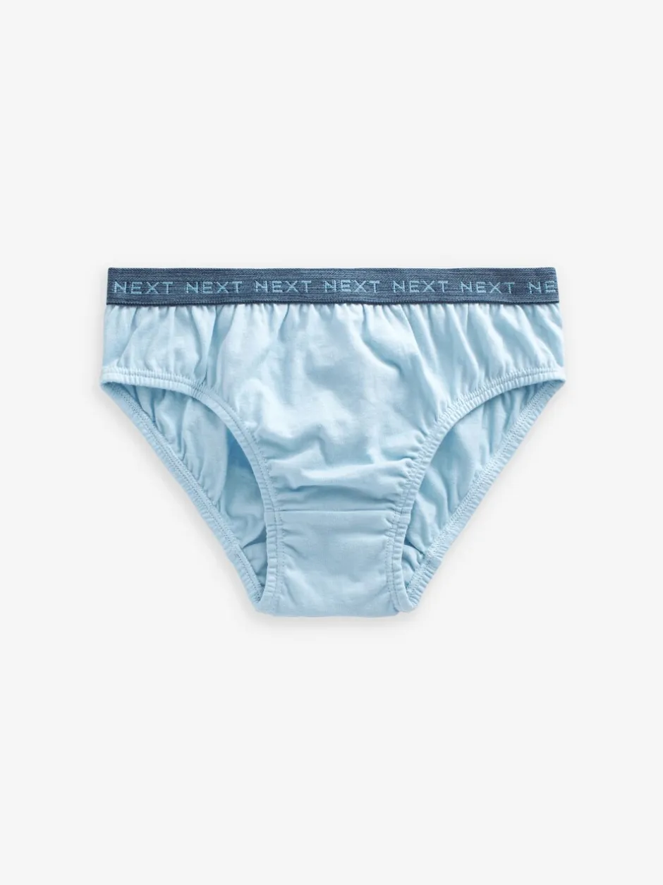 Ondergoed|Next - 100% katoenen slip verpakking van 5 (1,5 - 16 jr) Blauw met jacquard tailleband