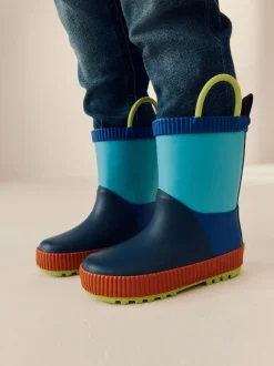 Laarzen*Next Blauw met kleurvlakken - Aantreklaarzen met handvat