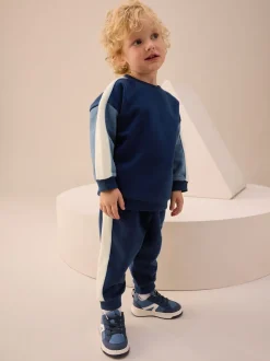 Joggingbroeken|Sweaters En Hoody´S*Next Blauw met kleurvlakken - Set met sweatshirt en joggingbroek (3mnd -7jr)