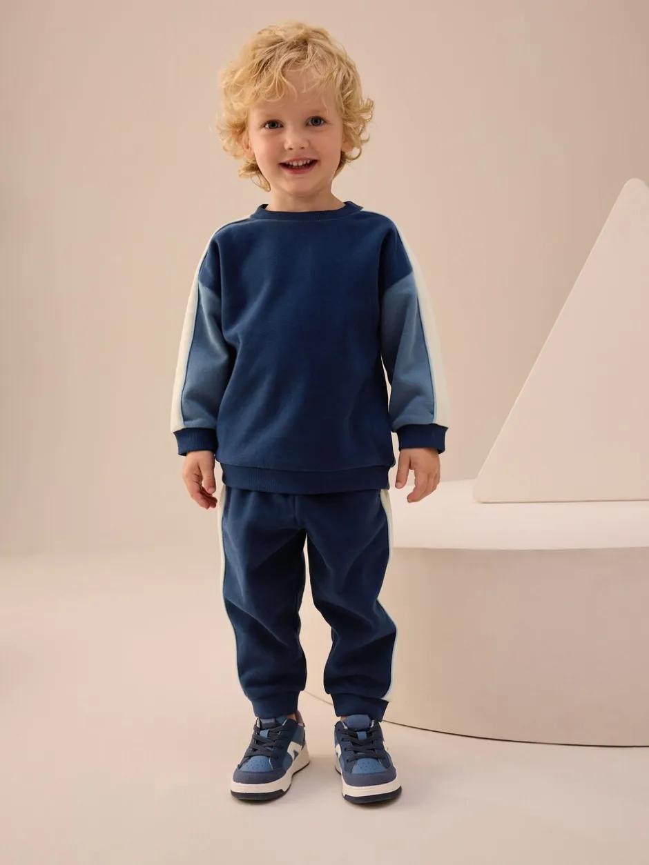 Joggingbroeken|Sweaters En Hoody´S*Next Blauw met kleurvlakken - Set met sweatshirt en joggingbroek (3mnd -7jr)