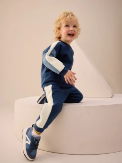 Joggingbroeken|Sweaters En Hoody´S*Next Blauw met kleurvlakken - Set met sweatshirt en joggingbroek (3mnd -7jr)