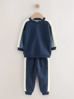 Joggingbroeken|Sweaters En Hoody´S*Next Blauw met kleurvlakken - Set met sweatshirt en joggingbroek (3mnd -7jr)