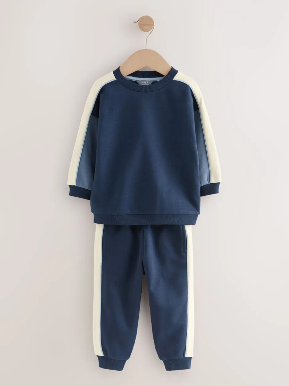 Joggingbroeken|Sweaters En Hoody´S*Next Blauw met kleurvlakken - Set met sweatshirt en joggingbroek (3mnd -7jr)