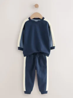 Joggingbroeken|Sweaters En Hoody´S*Next Blauw met kleurvlakken - Set met sweatshirt en joggingbroek (3mnd -7jr)