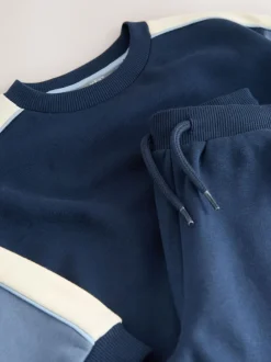 Joggingbroeken|Sweaters En Hoody´S*Next Blauw met kleurvlakken - Set met sweatshirt en joggingbroek (3mnd -7jr)