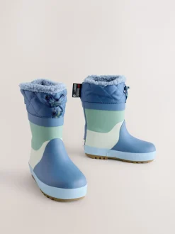 Laarzen*Next Blauw met kleurvlakken - Thinsulate™ - Gevoerde thermoregenlaarzen met boord