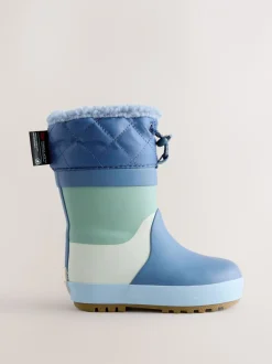 Laarzen*Next Blauw met kleurvlakken - Thinsulate™ - Gevoerde thermoregenlaarzen met boord