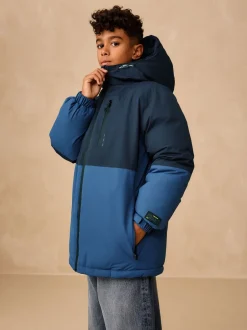 Schoolkleding|Jassen En Jacks*Next - Waterdichte gewatteerde binnenjas (3-16jr) Blauw met kleurvlakken