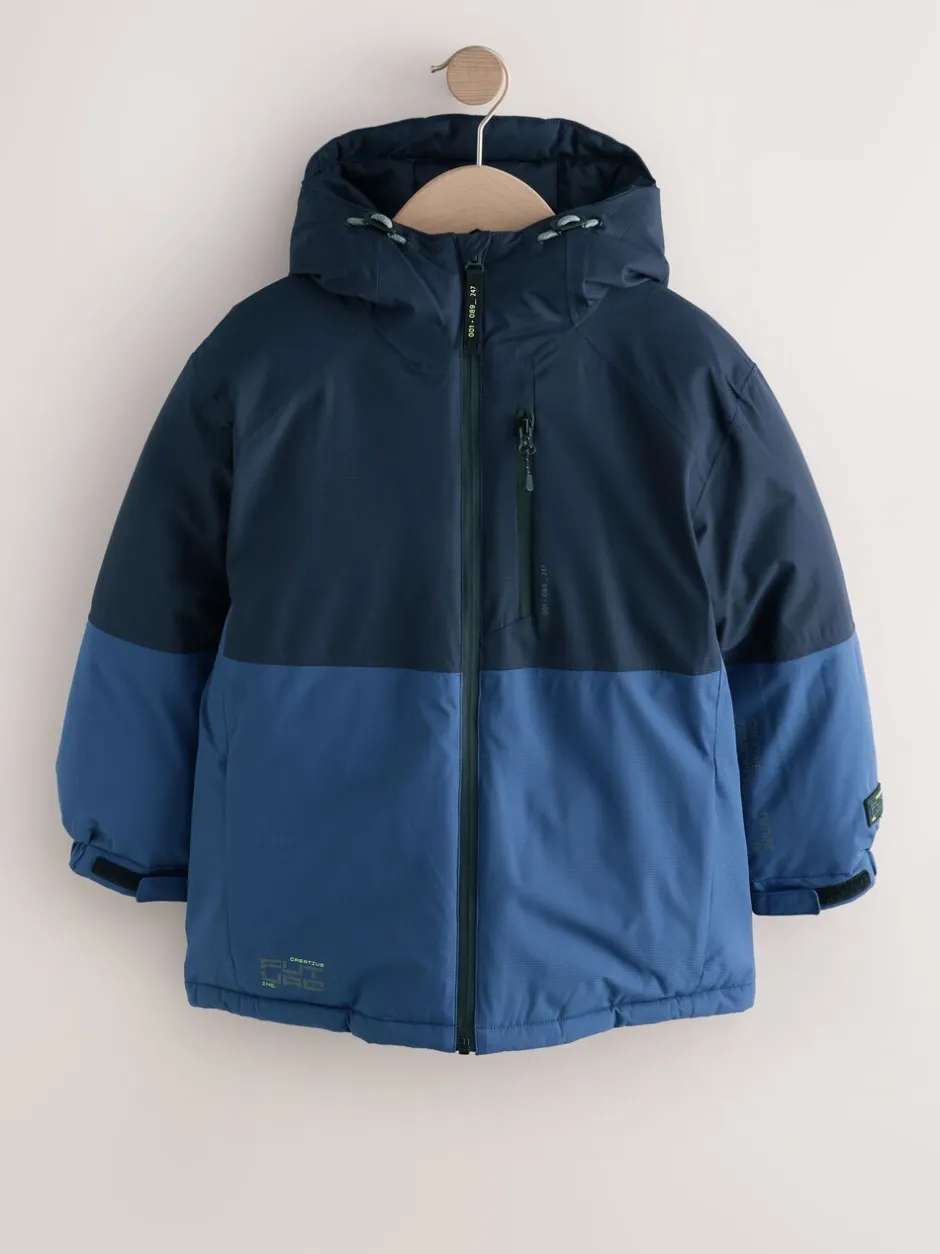 Schoolkleding|Jassen En Jacks*Next - Waterdichte gewatteerde binnenjas (3-16jr) Blauw met kleurvlakken