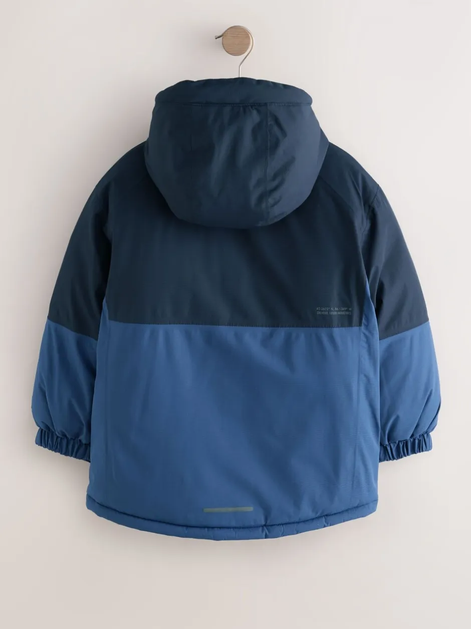 Schoolkleding|Jassen En Jacks*Next - Waterdichte gewatteerde binnenjas (3-16jr) Blauw met kleurvlakken