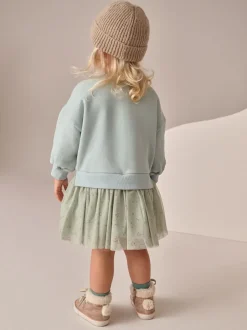 Jurken|Jurken*Next Blauw met konijnen - Feestjurk van sweaterstof (3 mnd-7 jr)