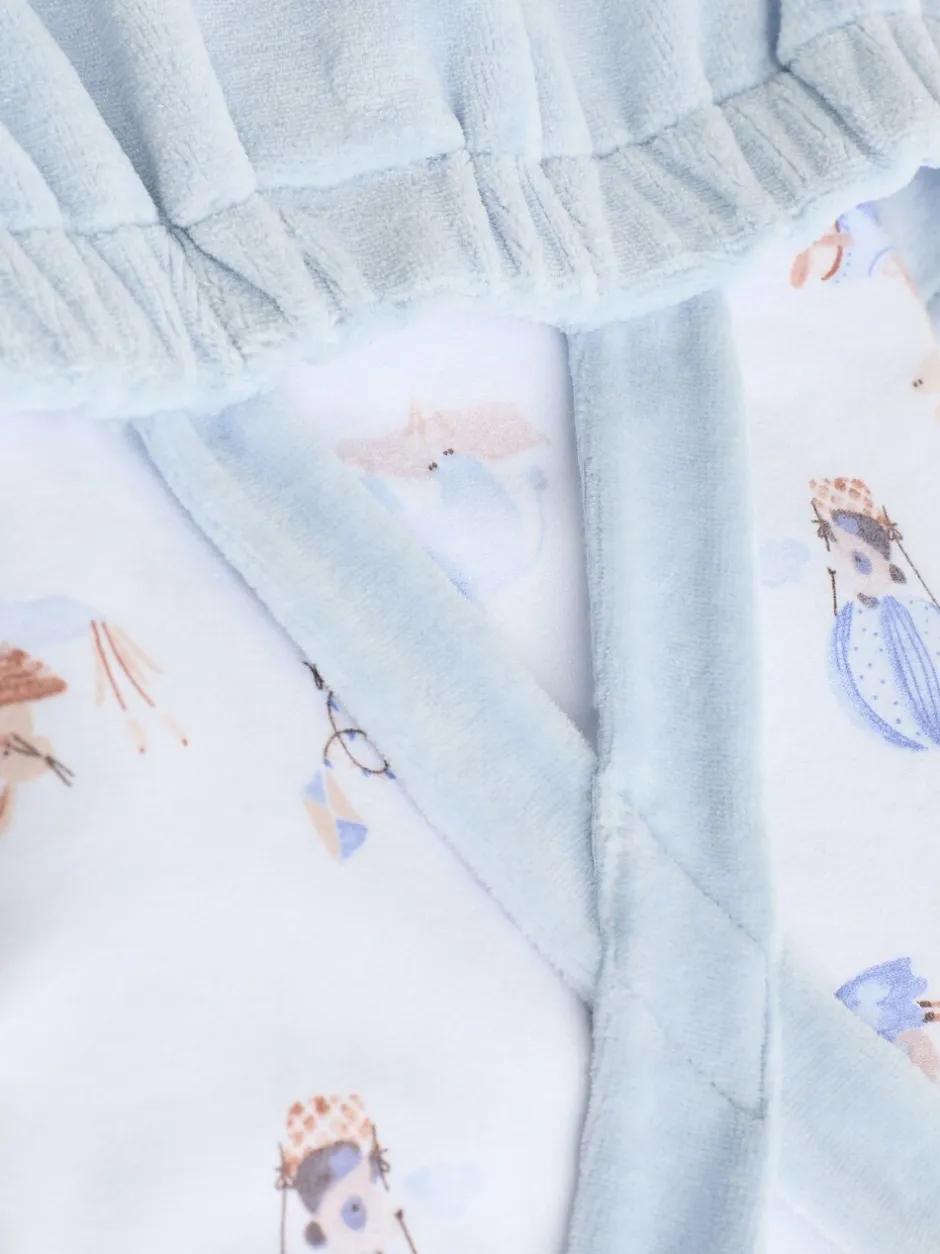 Rompertjes En Tuinbroeken|Next - Baby Velours bretelbroeken en Bodysuit Set (0mths-3yrs) Blauw met olifantenprint