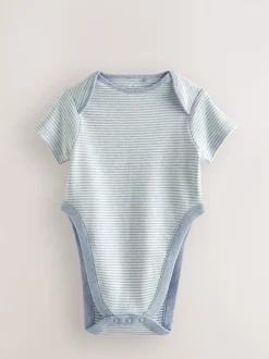 Rompertjes En Hemdjes|Rompertjes En Hemdjes|Next Blauw met sterrenprint - Baby heupdysplasie-rompertjes met korte mouwen 3 stuks