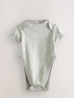 Rompertjes En Hemdjes|Rompertjes En Hemdjes|Next Blauw met sterrenprint - Baby heupdysplasie-rompertjes met korte mouwen 3 stuks