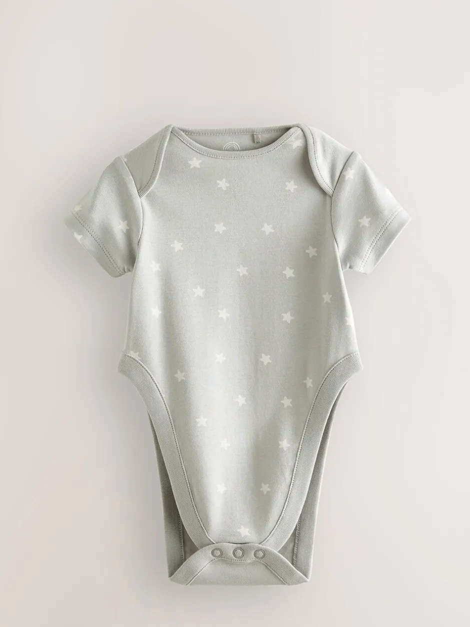 Rompertjes En Hemdjes|Rompertjes En Hemdjes|Next Blauw met sterrenprint - Baby heupdysplasie-rompertjes met korte mouwen 3 stuks