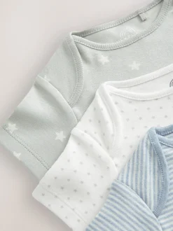 Rompertjes En Hemdjes|Rompertjes En Hemdjes|Next Blauw met sterrenprint - Baby heupdysplasie-rompertjes met korte mouwen 3 stuks