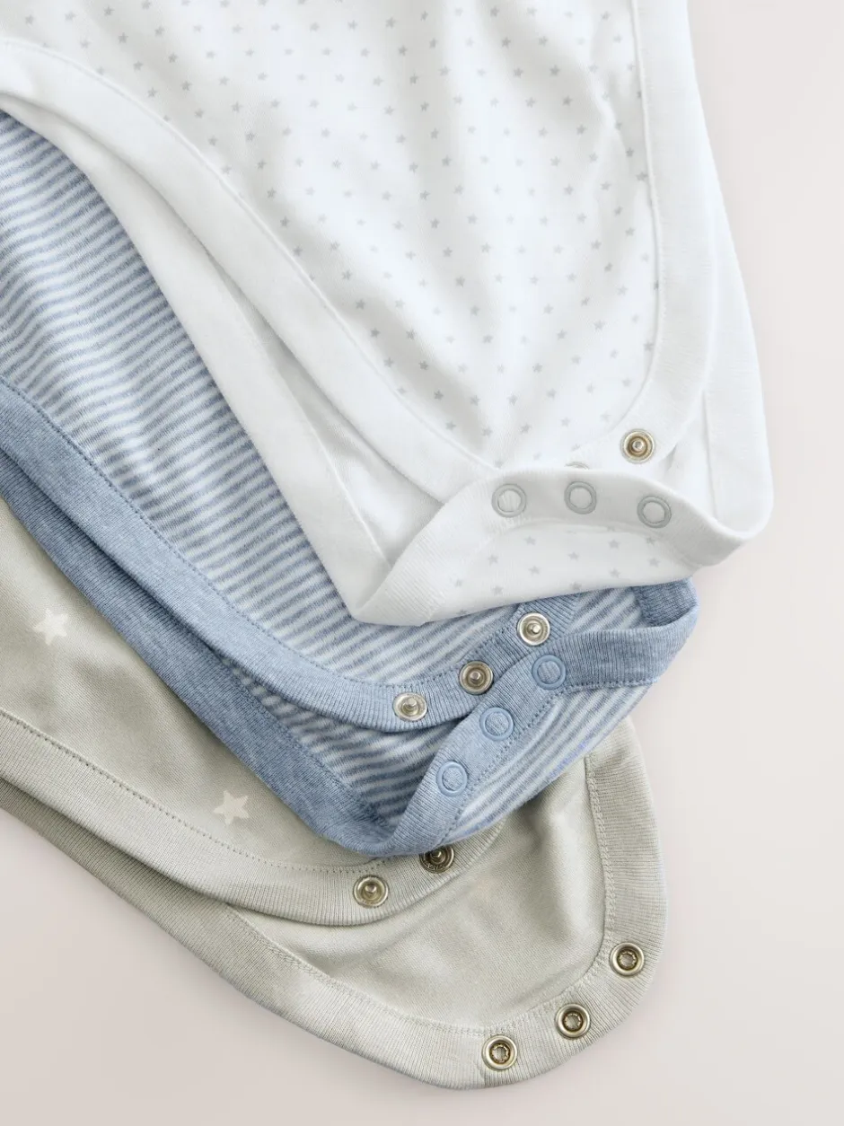 Rompertjes En Hemdjes|Rompertjes En Hemdjes|Next Blauw met sterrenprint - Baby heupdysplasie-rompertjes met korte mouwen 3 stuks
