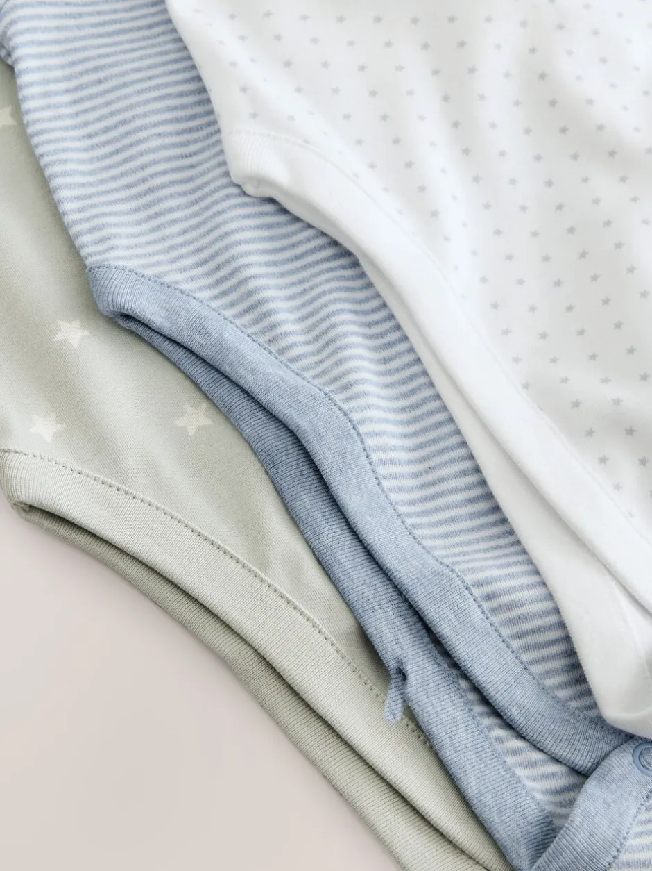 Rompertjes En Hemdjes|Rompertjes En Hemdjes|Next Blauw met sterrenprint - Baby heupdysplasie-rompertjes met korte mouwen 3 stuks