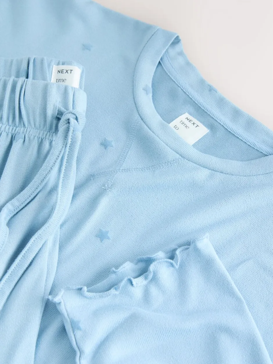 Pyjama's*Next - Zachte pyjama met lange mouwen en hartjesprint Blauw met sterrenprint