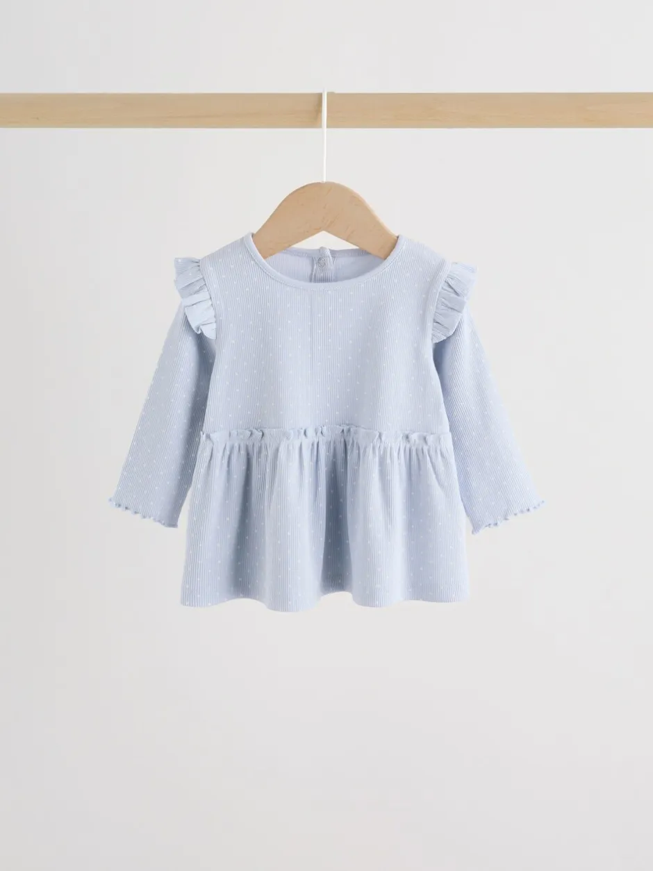 Tops|Tops*Next Blauw met stippen - Set met babyfriltop met lange mouwen en legging (0mnd-2jr)