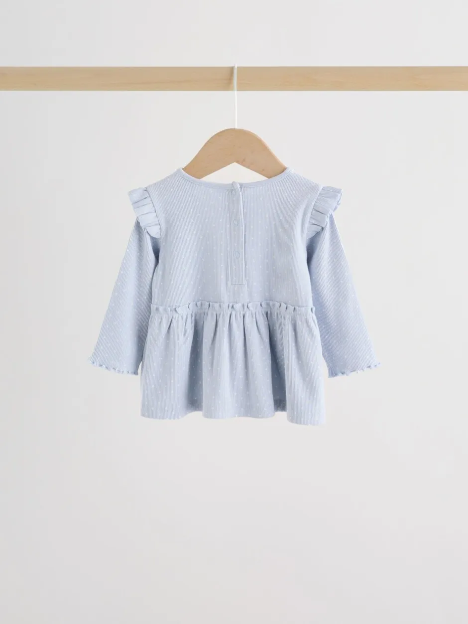 Tops|Tops*Next Blauw met stippen - Set met babyfriltop met lange mouwen en legging (0mnd-2jr)