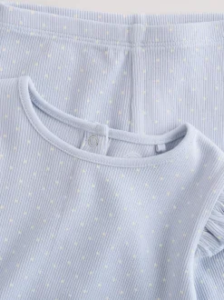 Tops|Tops*Next Blauw met stippen - Set met babyfriltop met lange mouwen en legging (0mnd-2jr)
