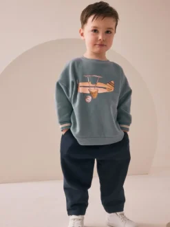 Truien En Breisels|Sets En Combisets*Next Blauw met vliegtuig - Set met sweatshirt en joggingbroek (3mnd -7jr)