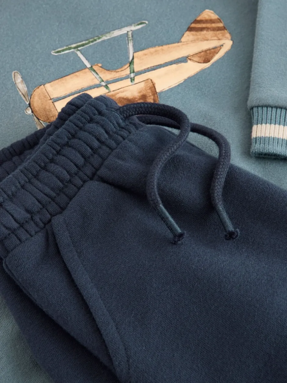 Truien En Breisels|Sets En Combisets*Next Blauw met vliegtuig - Set met sweatshirt en joggingbroek (3mnd -7jr)