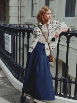 Rokken*Next Blauw met wassing - Denim Full Seamed Midi Skirt
