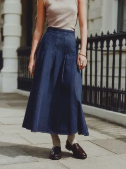 Rokken*Next Blauw met wassing - Denim Full Seamed Midi Skirt